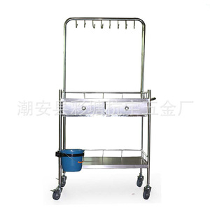 รถเข็นสแตนเลสสำหรับใส่สารน้ำยาทางการแพทย์ กวางตุ้ง หางหยู ขนาด 660x440x860 มม. แบบสองลิ้นชัก สำหรับโรงพยาบาลและคลินิก - Product Image 2