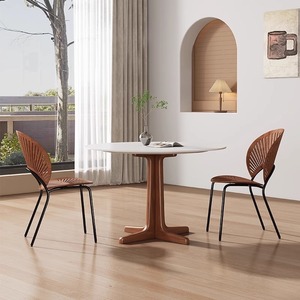 Nordic French Style Solid Wood Round Dining <b>Table</b> Stable Design For Small Homes And Apartments - Product Image 2