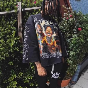 T-Shirt in Cotone Pesante per Uomo, Oversize a Maniche Lunghe, 100% Cotone con Servizio di <span class=keywords><strong>Stampa</strong></span> e Ricamo Personalizzato su Richiesta - Product Image 1