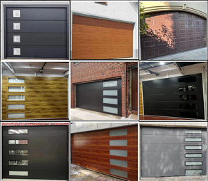 <span class=keywords><strong>Porte</strong></span> <span class=keywords><strong>de</strong></span> <span class=keywords><strong>garage</strong></span> sectionnelle en acier galvanisé isolé, design durable, aluminium imitation bois avec fenêtres en verre noir - Product Image 6