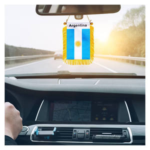 Faible QUANTITÉ MINIMALE <span class=keywords><strong>DE</strong></span> COMMANDE Personnalisé Impression Argentine Drapeau National Petit Mini Suspendus Voiture Miroir Fanion Drapeau Avec Ventouse et <span class=keywords><strong>Glands</strong></span> - Product Image 2