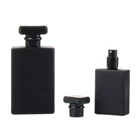 Flacon de parfum en verre vaporisateur de luxe, vide, couleur noire, rectangle, diffuseur d'huiles, récipient cosmétique, rechargeable, emballage de parfum