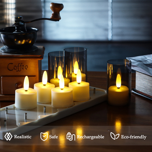 ชุดเทียน LED แบบชาร์จไฟได้พร้อมฐานชาร์จ 12 พอร์ต <span class=keywords><strong>เท</strong></span>ียนประดิษฐ์ไร้เปลวไฟสำหรับตกแต่งโรงแรม/บ้าน - Product Image 4