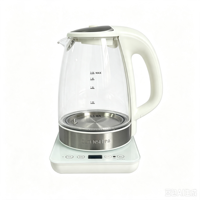 Bouilloire électrique en verre LED sans fil 2,0 L 2200 W avec fonction maintien au chaud et base rotative à 360° pour usage domestique et en camping-car