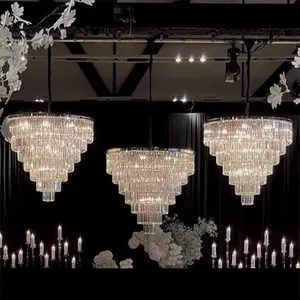 ゴージャスでモダンなラウンドイベント結婚式の天井光沢北欧の大きなクリスタルツリーシャンデリアライト装飾