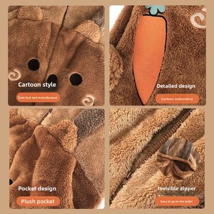 Cute Bear Coral Fleece <strong>Thermal</strong> Hooded One-piece Pajamas <strong>Women's</strong> 2025 New Winter Thickened Nightgown Home <strong>Clothes</strong> Worn Outside - Product Image 4
