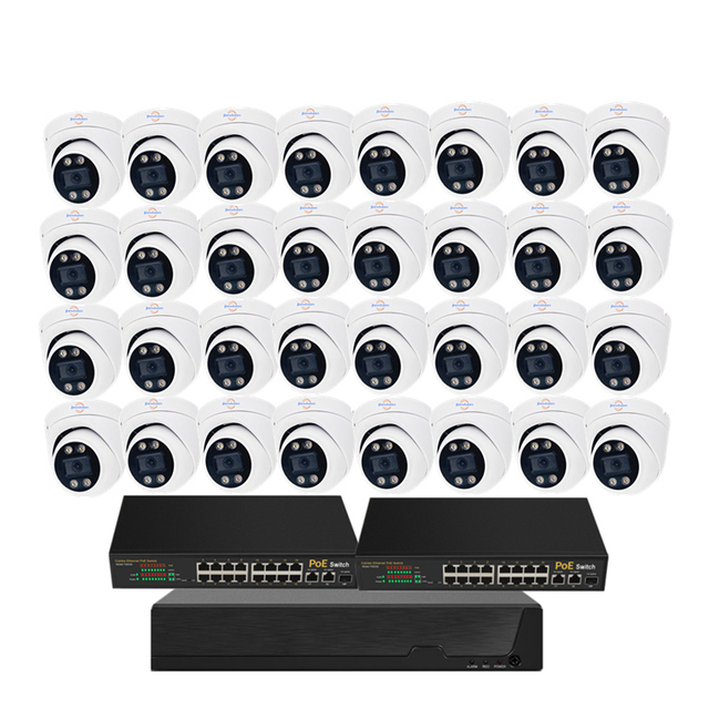 Jianvision 32-Channel Indoor CCTV Security Dome POE IP Camera Set 24-Hour Video Audio Monitoring Waterproof (IP66) NVR Data