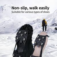 Crampons antidérapants pour chaussures de randonnée et d'alpinisme, semelle intermédiaire en TPE, imperméables, durables, 8 pointes, 2 pièces pour le camping
