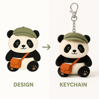 Porte-clés en peluche personnalisé Panda mignon, personnage en peluche doux, breloque pour sac à dos d'étudiant, jouet en peluche en gros