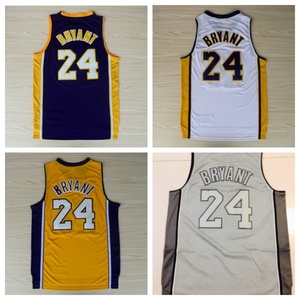 Thời trang mới # 24 Bryant Đen Trắng Vàng Tím REV Đen Vàng Rev 30 Thương hiệu Áo bóng rổ thêu Logo - Product Image 6
