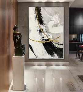 Quadri moderni in bianco e nero arte astratta pittura a olio fatta a mano su dipinti su tela arte murale per quadri soggiorno