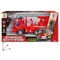 MAZZEO GIOCATTOLI Camion de pompiers électrique en plastique prêt à l'emploi 1:34 avec échelle et lumières, 6 ans et plus