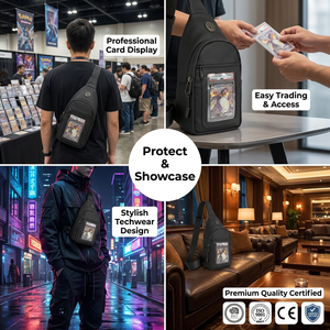 Sac bandoulière étanche personnalisé pour cartes gradées PSA, avec fenêtre de présentation, pour collectionneurs TCG et fans d'anime, avec bouton d'été - Product Image 3