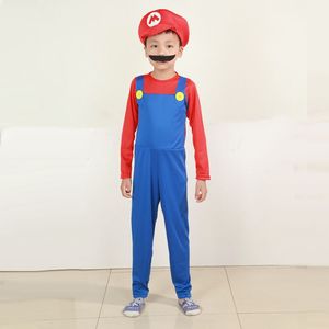 Super Bros Cosplay Famille Match Outfit Enfants et Adultes Halloween Costumes Rouge et Vert Mari Jumpsuit et Robe avec Chapeau <span class=keywords><strong>Moustache</strong></span> - Product Image 4