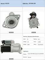 Démarreur de voiture Toyota FORTUNER Toyota HILUX 4RUNNER TRUCK 2.2KW 12V 28100-0L260 2280006950 600373 257111