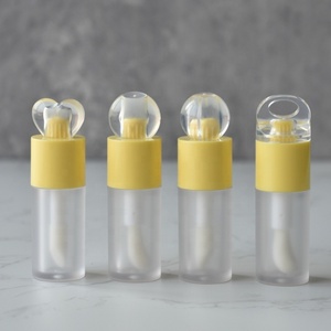 Wholesale 4ml Transparent Plastic Lip Gloss <strong>Tubes</strong> Empty with Brush Pink Yellow Love Key Chain Accessory for Cosmetics - Product Image 2