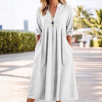 Nouvelle Robe Décontractée Ample et Tendance en Coton-Lin Style Vintage pour Femme, Modèle Européen-Américain, Collection Automne, avec Empiècements