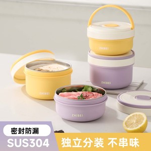 ZhiBei Insulated <b>Lunch</b> <b>Box</b> 400ml 600ml Round Plastic Lid Microwaveable Food Container For Daily Use - Product Image 5