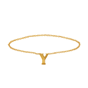 Pulsera con Dije de Letra Y, Chapada en Oro, de Acero Inoxidable, Joyería de Moda para Mujer, Regalo, Estilo Moderno - Product Image 1