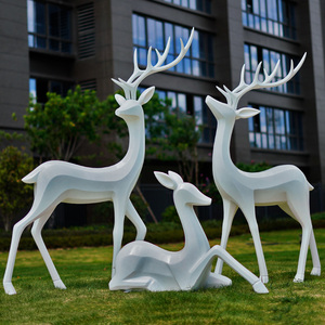 Escultura Abstracta de Ciervo en Fibra de Vidrio, Decoración de Jardín para Exteriores, Figura de Animal para Montar en el Suelo, Arte Animal - Product Image 5