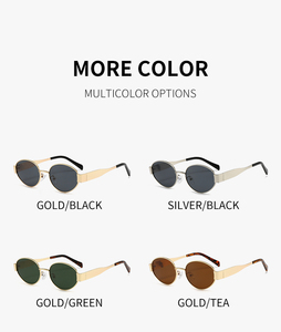 Fashion Oval Copper Frame Acrylic Lenses Custom Logo Unisex <b>Sunglasses</b> with UV400 Protection - Product Image 6