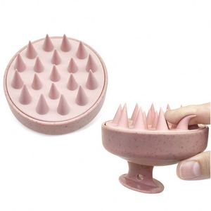 Wheat Straw Silicon Hair <b>Brush</b> With Wide Tooth <b>Detangling</b> Comb Custom logo Scalp Massager Shampoo <b>Brush</b> for Wet Dry Curly Hair - Product Image 5