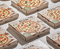 Boîte à pizza personnalisée avec logo, emballage alimentaire en carton ondulé écologique avec dorure à chaud et impression quadricolore, vente en gros