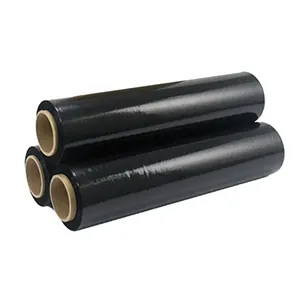 最优惠的价格塑料包装lldpe薄膜胶带pe卷保护巨型拉伸膜黑色来自广州