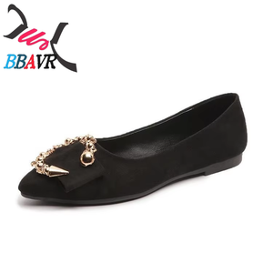 Zapatos Planos de Mujer con Punta Puntiaguda y Decoración Metálica Dorada, Ligeros para Exteriores - Product Image 5