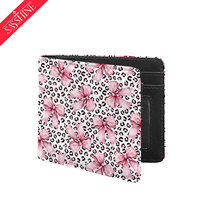 Dompet Kecil Pola Pita Merah Muda Baru untuk Wanita Dompet Tipis Portabel Tempat Kulit PU