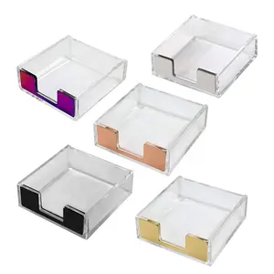 Wholesale Square Acrylic Memo Pad Case Table Accessories Perspex Stationery Box Acrylic Notepad Holder