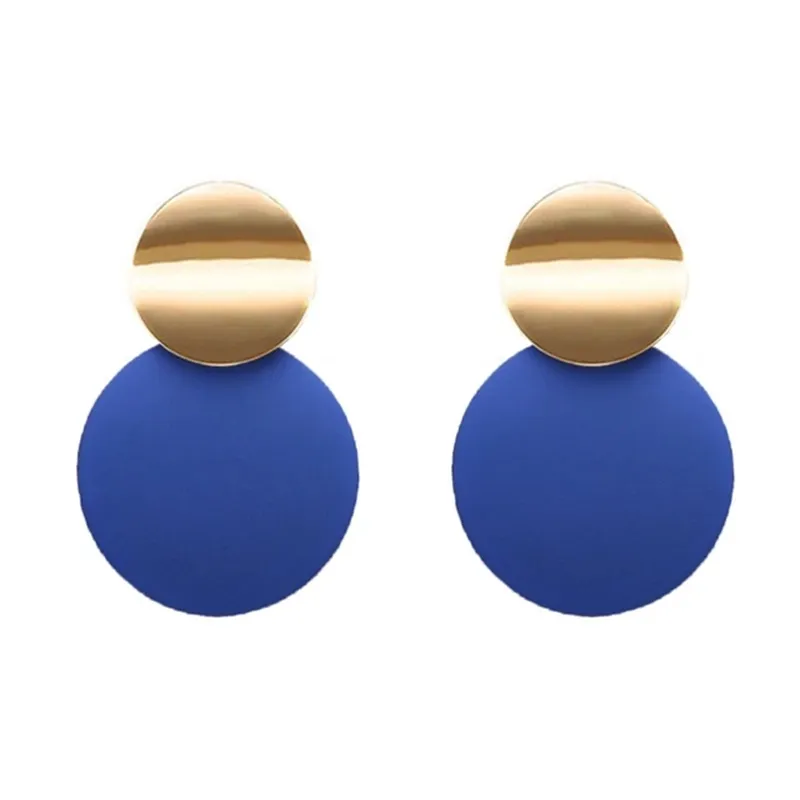 Boucles d'oreilles rondes en résine acrylique pour femmes, bijoux géométriques carrés en bois, de luxe, couleur ciel, mer,