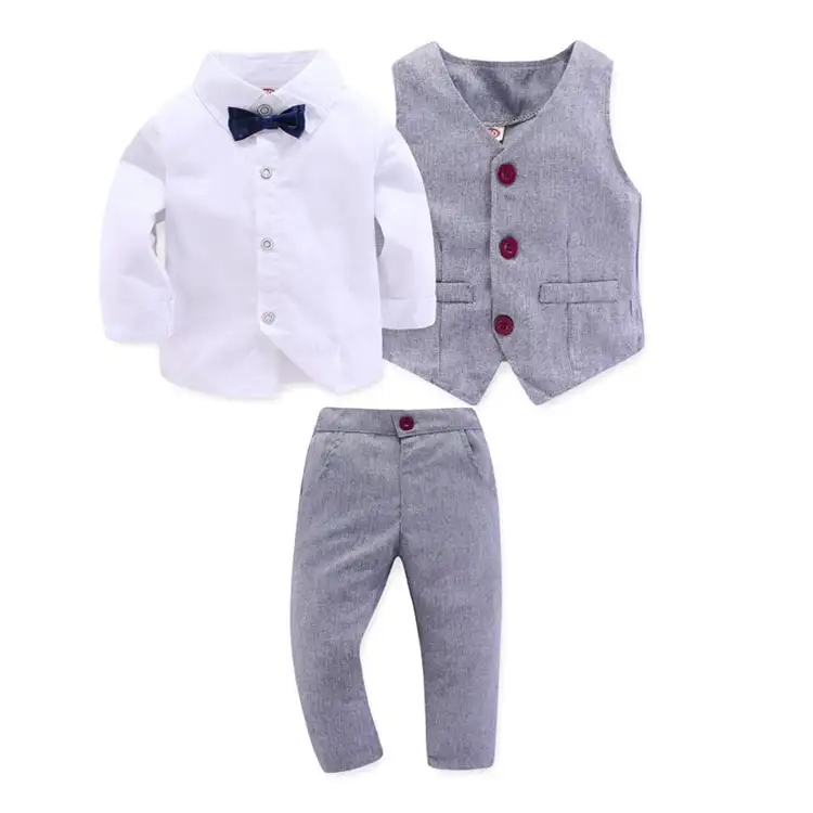 BSL89 3 pcs חליפות תינוק בגדים חדש הטבלה פורמאלית מסיבת בגד גוף תלבושת מתנה ארוך שרוול סתיו