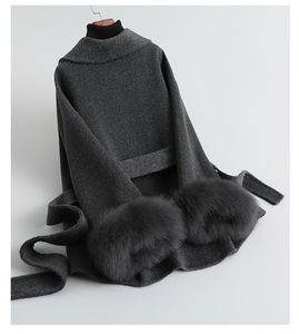 PUDI Fashion 2024 nuevo abrigo de Cachemira de doble cara para mujer capa de piel de zorro chaqueta de Tweed de lana completa CT460 - Product Image 2