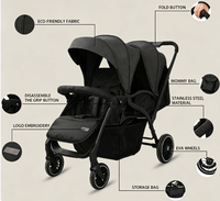 Poussette double de luxe pour tout-petits de 0 à 3 ans, pour les promenades quotidiennes des enfants, les voyages en famille, légère en aluminium