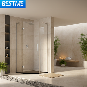 Cabina de ducha de lujo con marco de aluminio, puerta de vidrio de baño curvada negra con apariencia recta para hoteles - Product Image 1