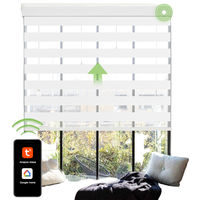 Persianas Zebra Motorizadas de Doble Capa con Control Inteligente, Compatibles con Alexa y Google Home, Control Remoto, Persianas Enrollables Opacas para Día y Noche