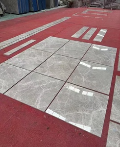 Tùy chỉnh đá cẩm thạch tự nhiên tùy chỉnh bảng lớn đá nhà biệt thự cầu thang sảnh khách sạn gạch ốp tường đánh bóng đá cẩm thạch màu xám - Product Image 4