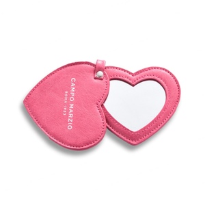 Women Design Heart Shape Pink PU Leather Rolling <b>Compact</b> Makeup Pocket Double Side <b>Mirror</b> - Product Image 1