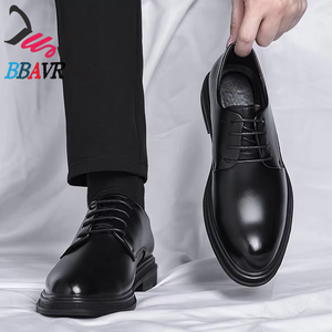 Zapatos de Vestir Británicos para Hombre, Otoño y Primavera, de Cuero Negro, Sin Cordones, Transpirables, Elegantes, para Ir al Trabajo - Product Image 2