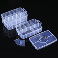 Boîte de rangement pour bijoux et perles, 3 couches, 18 compartiments, carrée, amovible, haute qualité, PP transparent, écologique