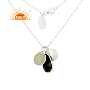 Popular Multi Gemstone <b>Pendant</b> <b>Necklace</b> Wholesale Girls Fashion 925 Fine Silver <b>Necklace</b> Jewelry Manufacturer - Product Image 1