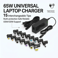 Chargeur universel pour ordinateur portable 65 W avec 15 embouts, adaptateur secteur pour HP, Dell, Acer, Asus, Lenovo, IBM, Toshiba, Compaq, Samsung, Sony