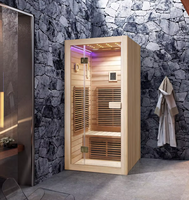 Luxuriöse Einzelpersonen-Infrarot-Saunakabine für den Innenbereich, Mini-Holzsauna für Zuhause, Entgiftungs-Trockenwärme-Saunakabine, unterstützt OEM und individuelles Logo