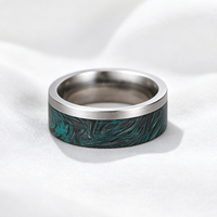 Bague de mariage et bague quotidienne en carbure de tungstène et fibre de carbone plaqué argent 8 mm, coupe plate, unisexe, ajustement confortable, vente en gros