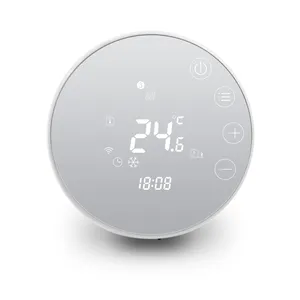 round glass touch screen weekly programmable WiFi electrical heating cable control thermostat