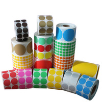Étiquettes thermiques directes de taille personnalisée, papier, cercle coloré, autocollantes, imprimables, transfert thermique, rouleau d'étiquettes vierges, promotion