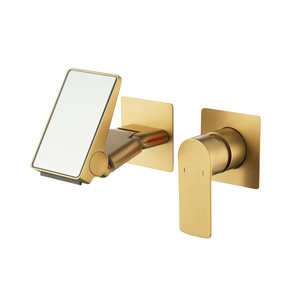Household <b>Copper</b> Ceramic American Style Wall-Mounted Mirror Digital Display Makeup Mirror Basin Concealed Hot Cold B026 Digital - Product Image 1