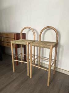 Tabourets de <span class=keywords><strong>bar</strong></span> en bois massif tressé en rotin de style designer, tabourets de <span class=keywords><strong>bar</strong></span> d'îlot de style chinois <span class=keywords><strong>vintage</strong></span> - Product Image 6