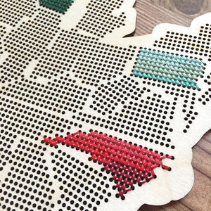 Pafu Stitchable Cartes de l'État américain en bois SECONDS Point de croix Broderie États-<span class=keywords><strong>Unis</strong></span> <span class=keywords><strong>Carte</strong></span> en bois perforé - Product Image 2